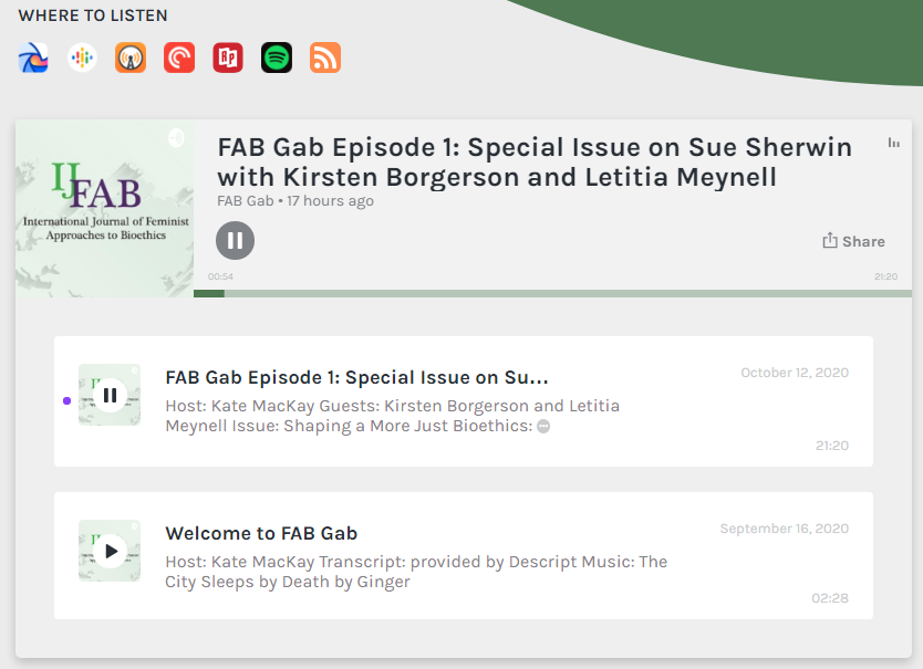 Screencap of the FAB Gab site, showing the first episode